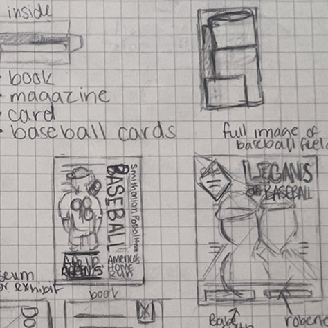 Sketches of baseball card layouts