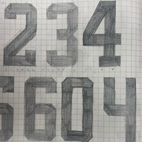 Sketches of baseball numbers