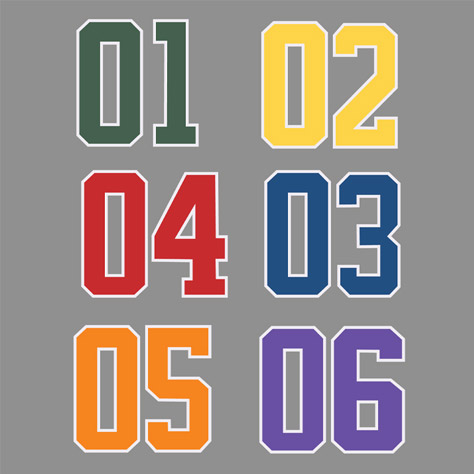 Digital version of the sketched baseball numbers